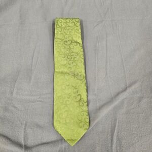 Daniel Ellissa Mens Lime Green Swirl‎ Jacquard Necktie Gold Dot Formal Dress Tie